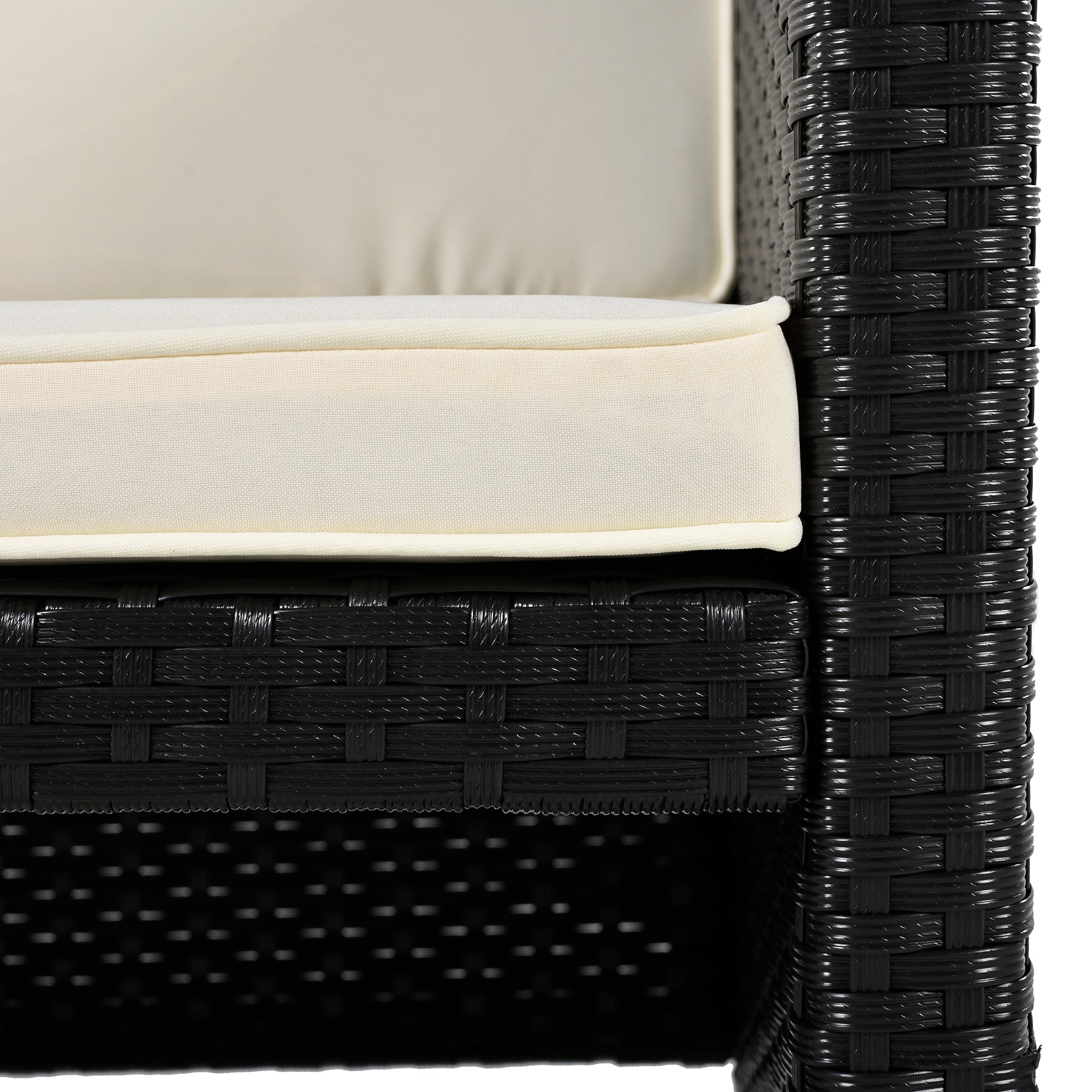 Outdoor Rattan Sectional Sofa Set with Storage, Beige