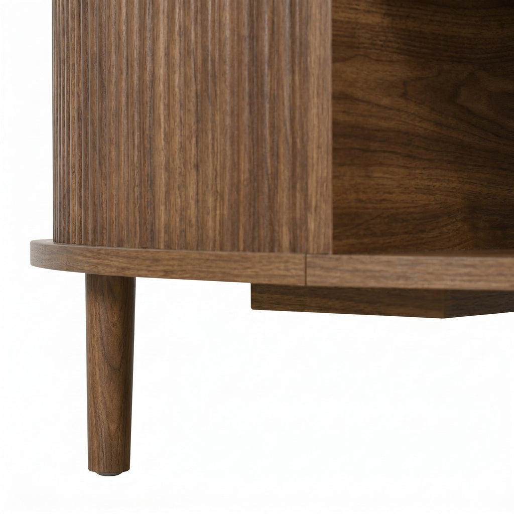 Round Lift-Top Coffee Table with Hidden Storage Sliding Door