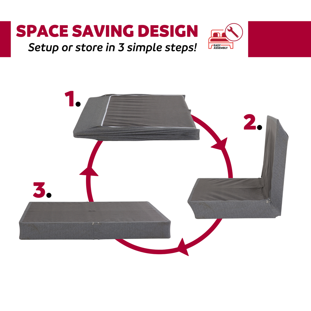 Full-Size Foldable Metal Mattress Bed Base with Box Spring