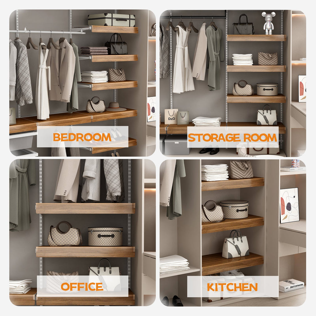 Walnut Foamed PVC Wire Shelf Covers, 5 Piece Set