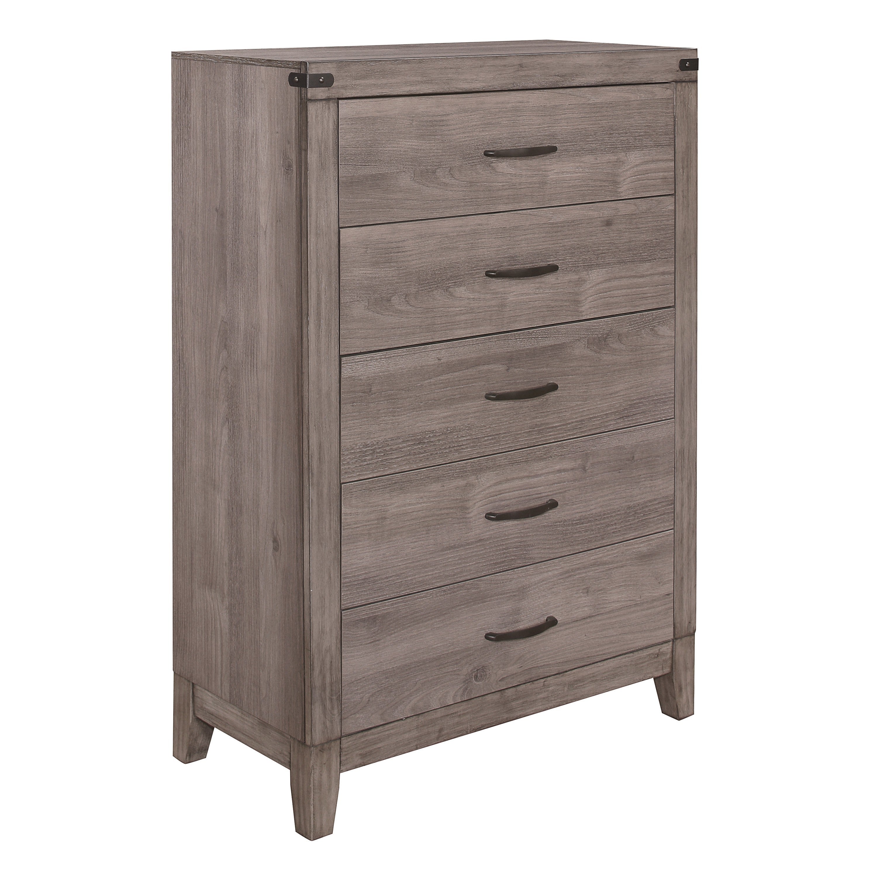 Brownish Gray 5 Drawer Bedroom Chest Melamine Dresser