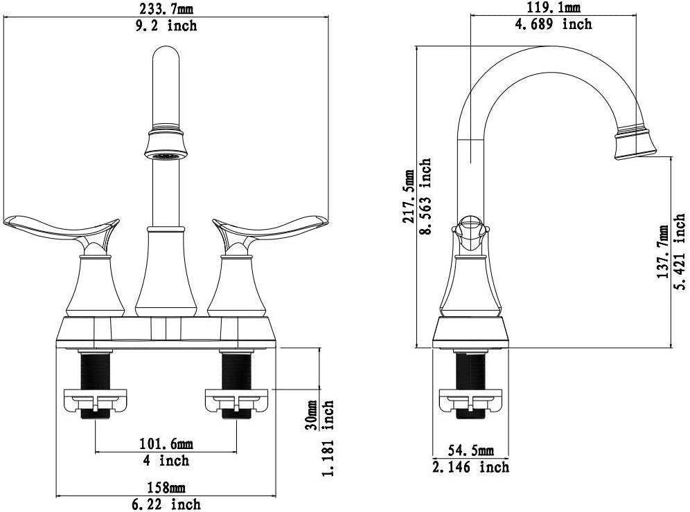2-Handle 4-Inch Brushed Nickel Bathroom Faucet with Pop-up Drain