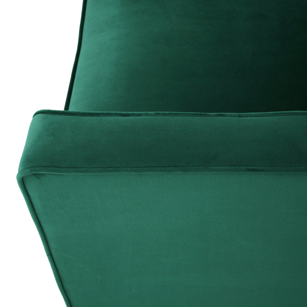Club Chair Contemporary Velvet Green Birch Legs 31x34x34 In Tonal Piping