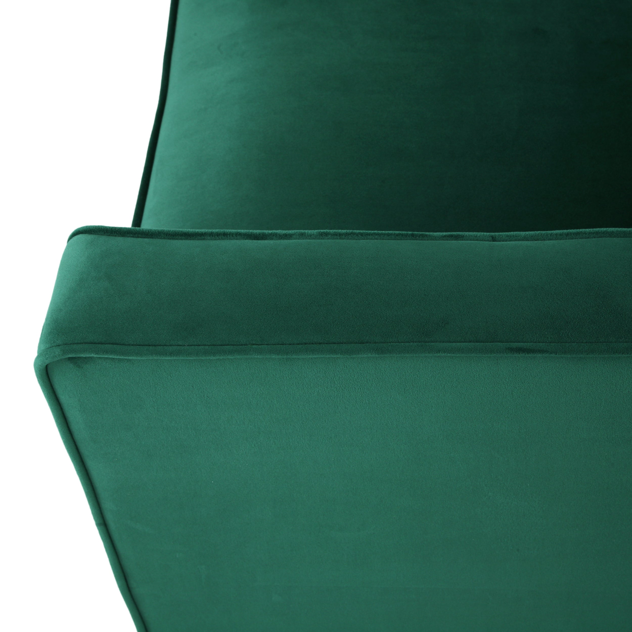 Club Chair Contemporary Velvet Green Birch Legs 31x34x34 In Tonal Piping