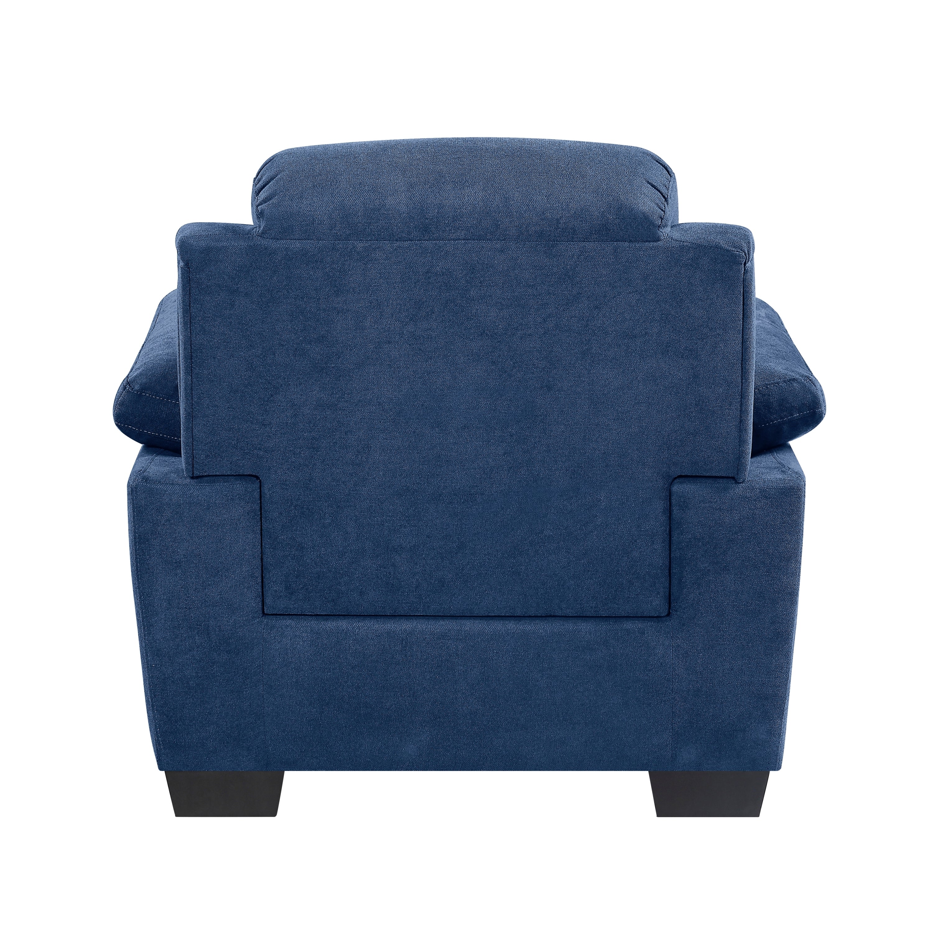 Blue Plush Accent Chair Channel Tufted Solid Wood Frame