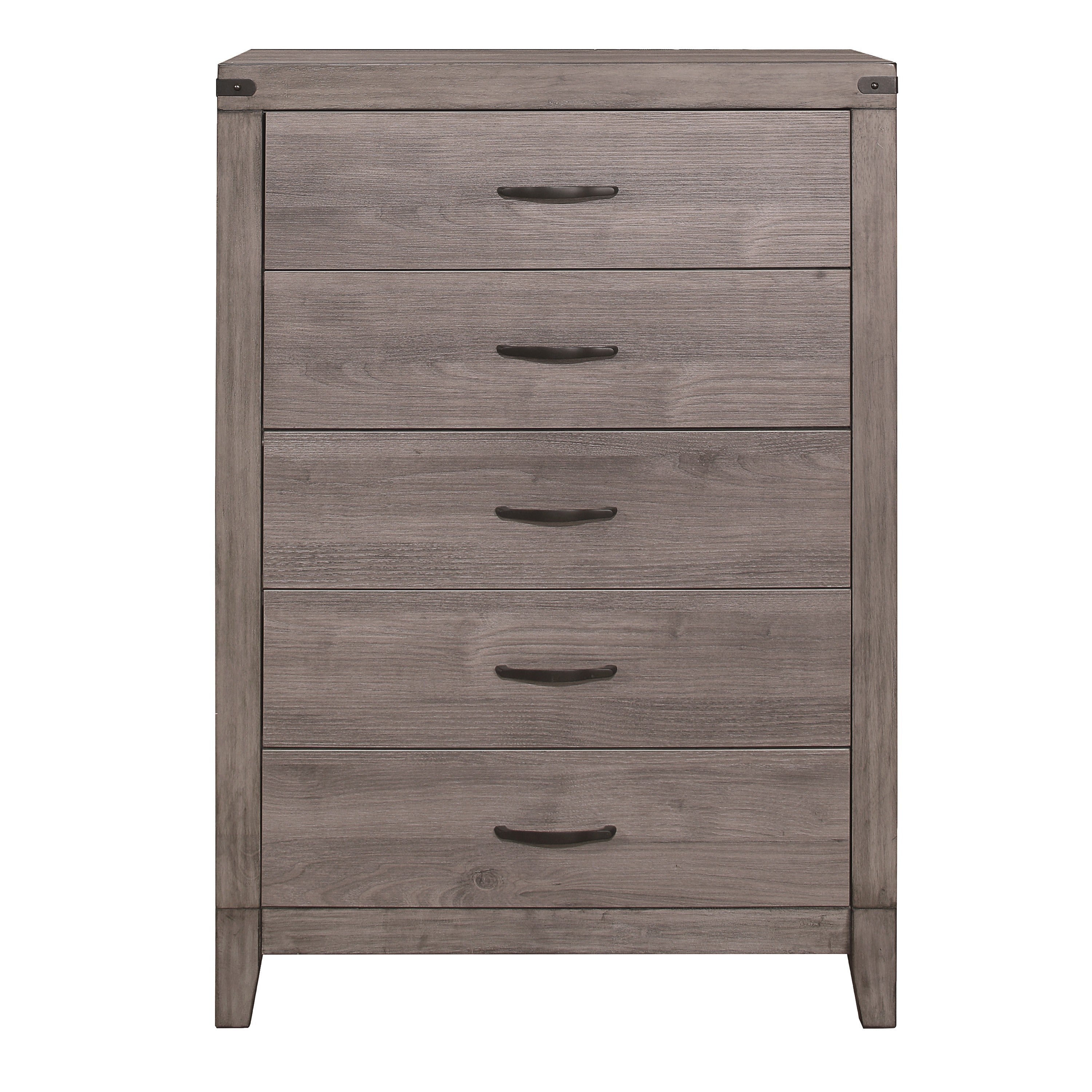 Brownish Gray 5 Drawer Bedroom Chest Melamine Dresser