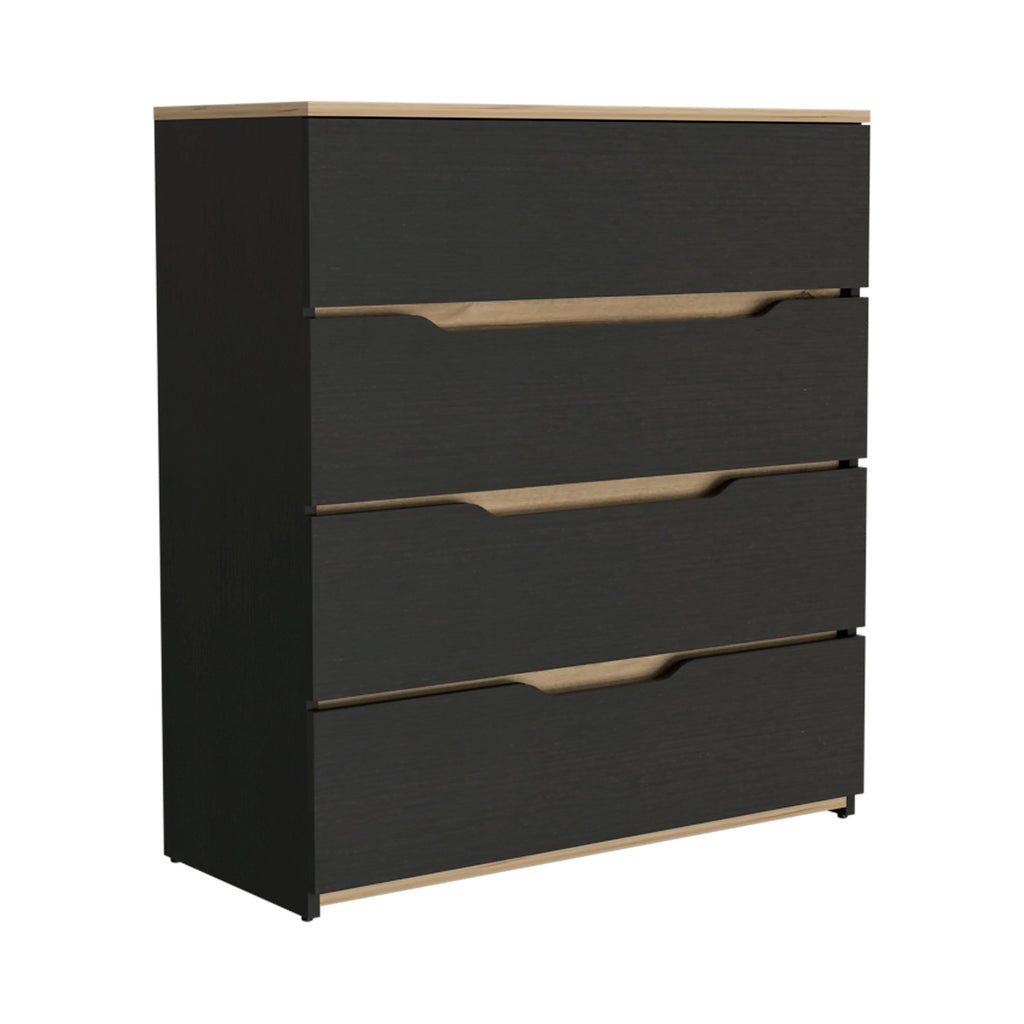 Zoe Four Drawer Dresser Black Light Oak