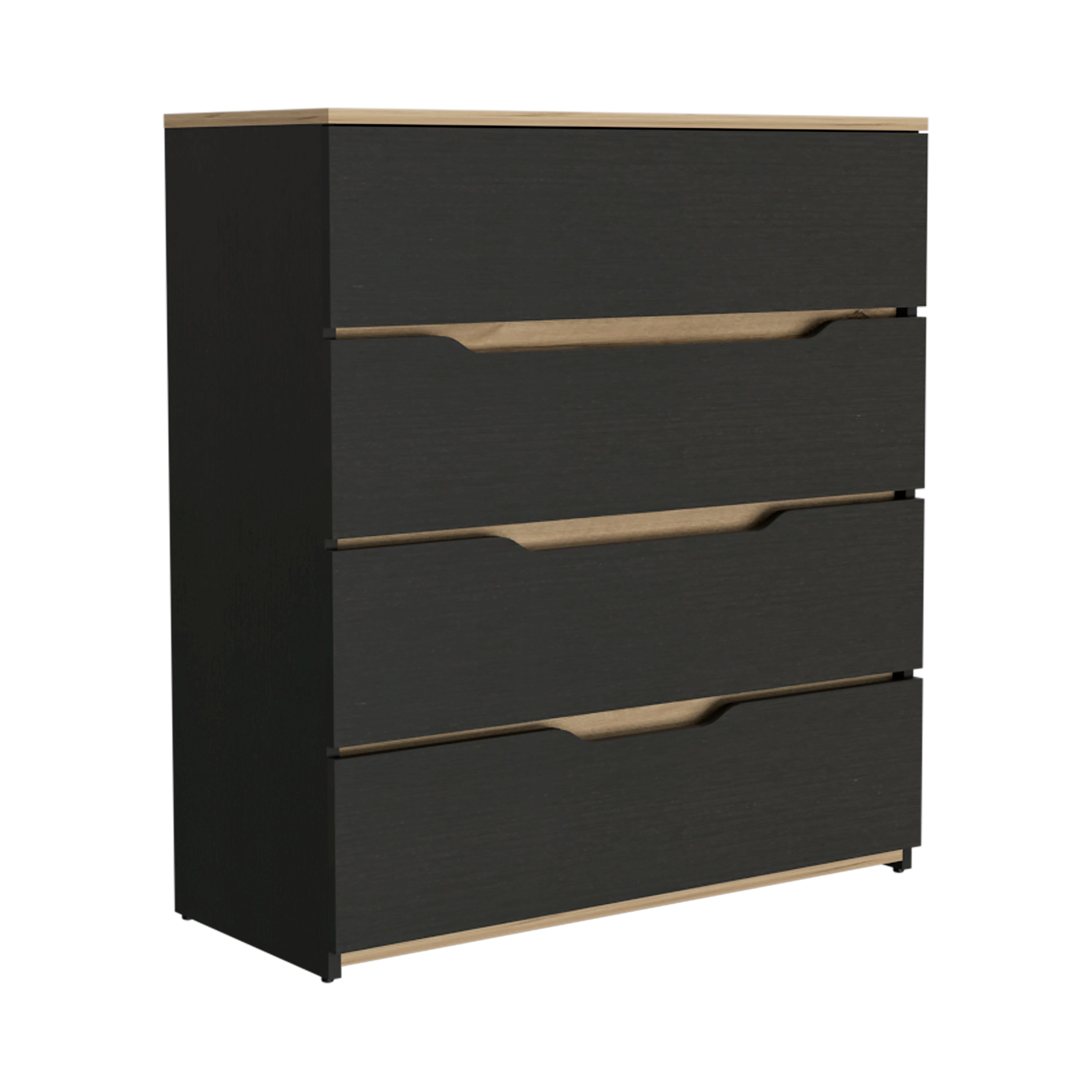 Zoe Four Drawer Dresser Black Light Oak