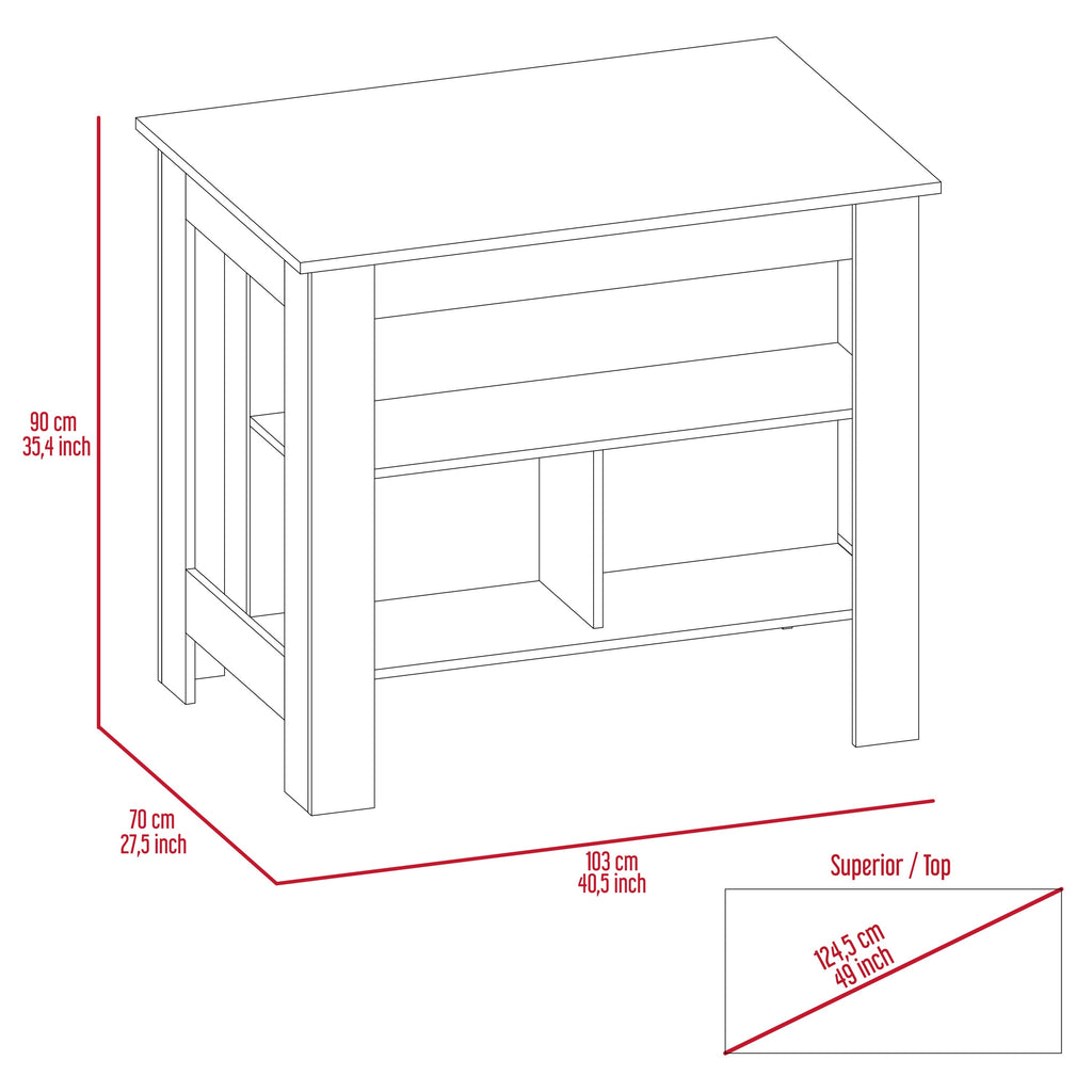 Kitchen Island with Shelves, Black and Light Oak