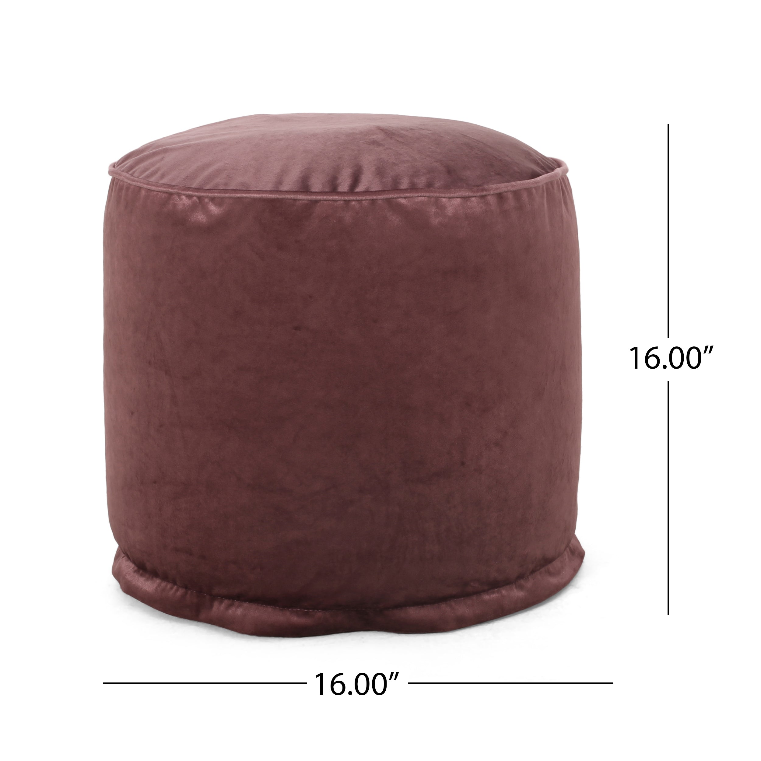 Shimon Velvet Cylinder Pouf Ottoman Blush Pink 16x16x16