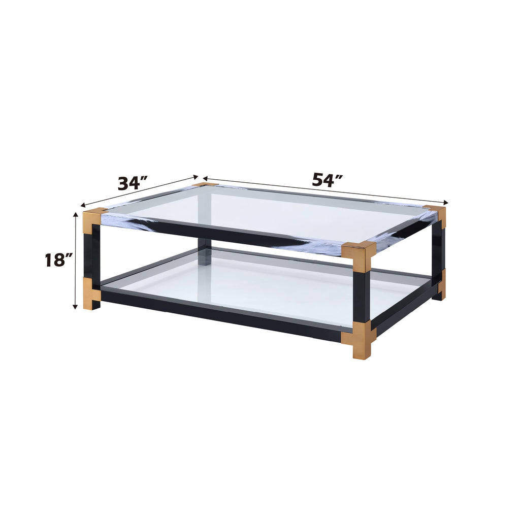 Clear Glass Coffee Table with White Brushed Finish