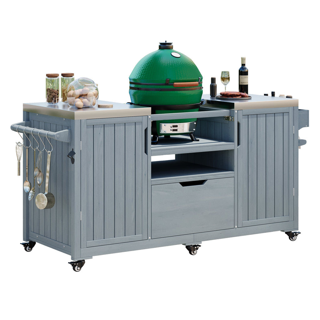 Outdoor Grill Island Cart 66.5" Stainless Steel Tabletop