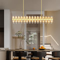 Chandelier Crystal Brass Rectangle Gold 54 In Kitchen Island 60 G4 Bulbs