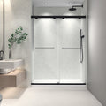 54" Frameless Double Sliding Shower Door Matte Black 8mm Tempered Glass