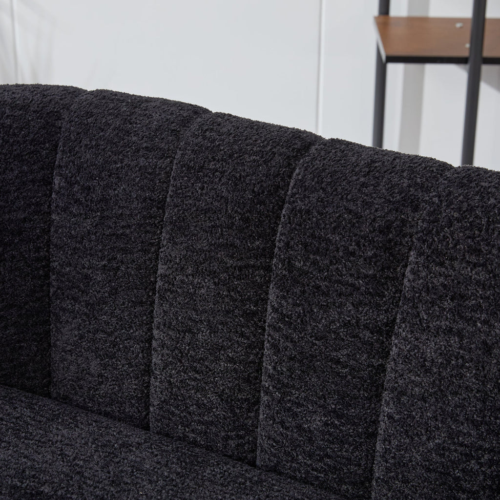 50" Upholstered Chenille Mini Loveseat, Channel Tufted 2-Seater