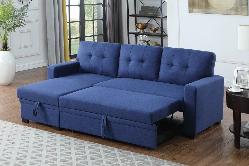 Convertible Upholstered Sectional Sofa with Pull-out Chaise