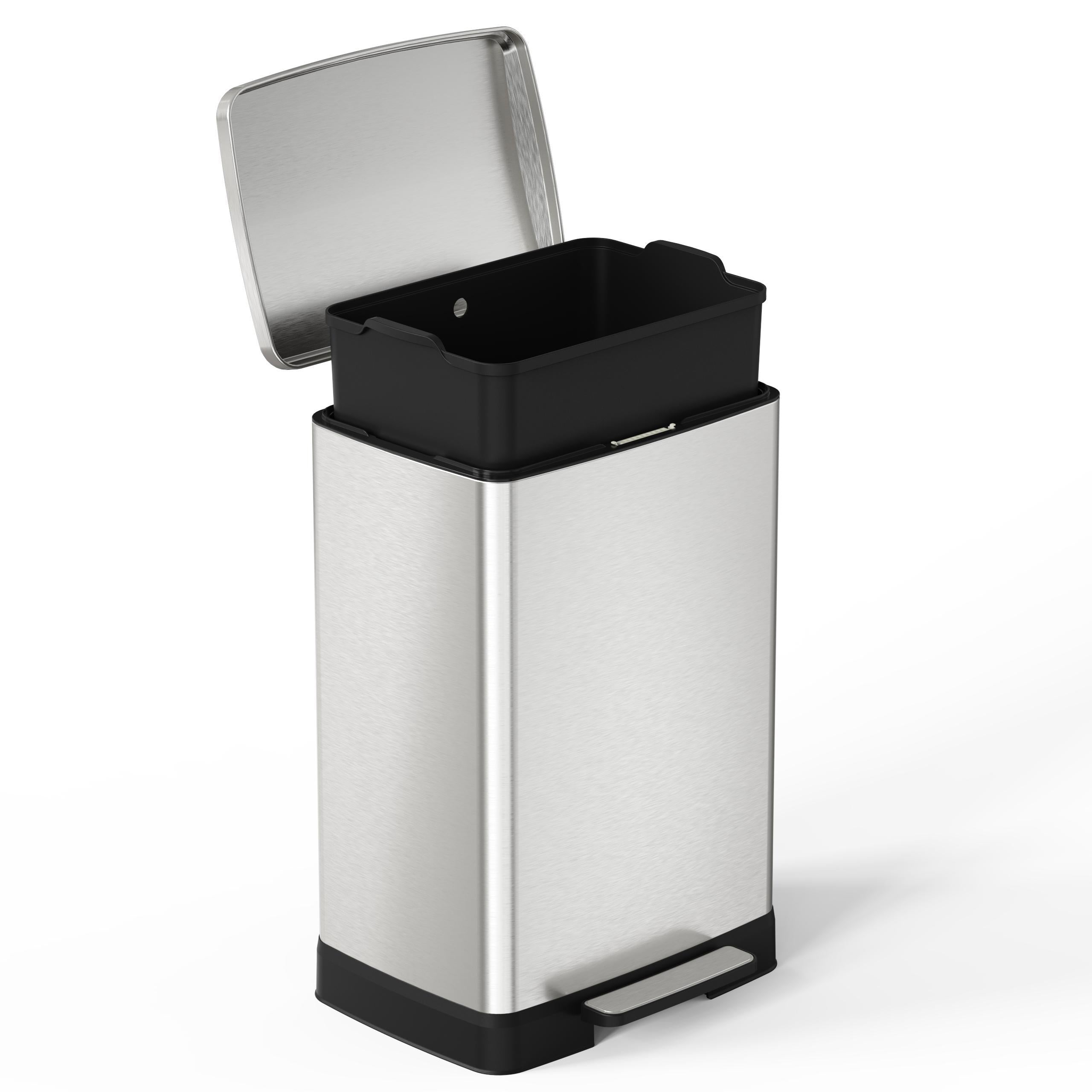 17 Gallon Brushed Nickel Pedal Trash Can Soft Close Lid