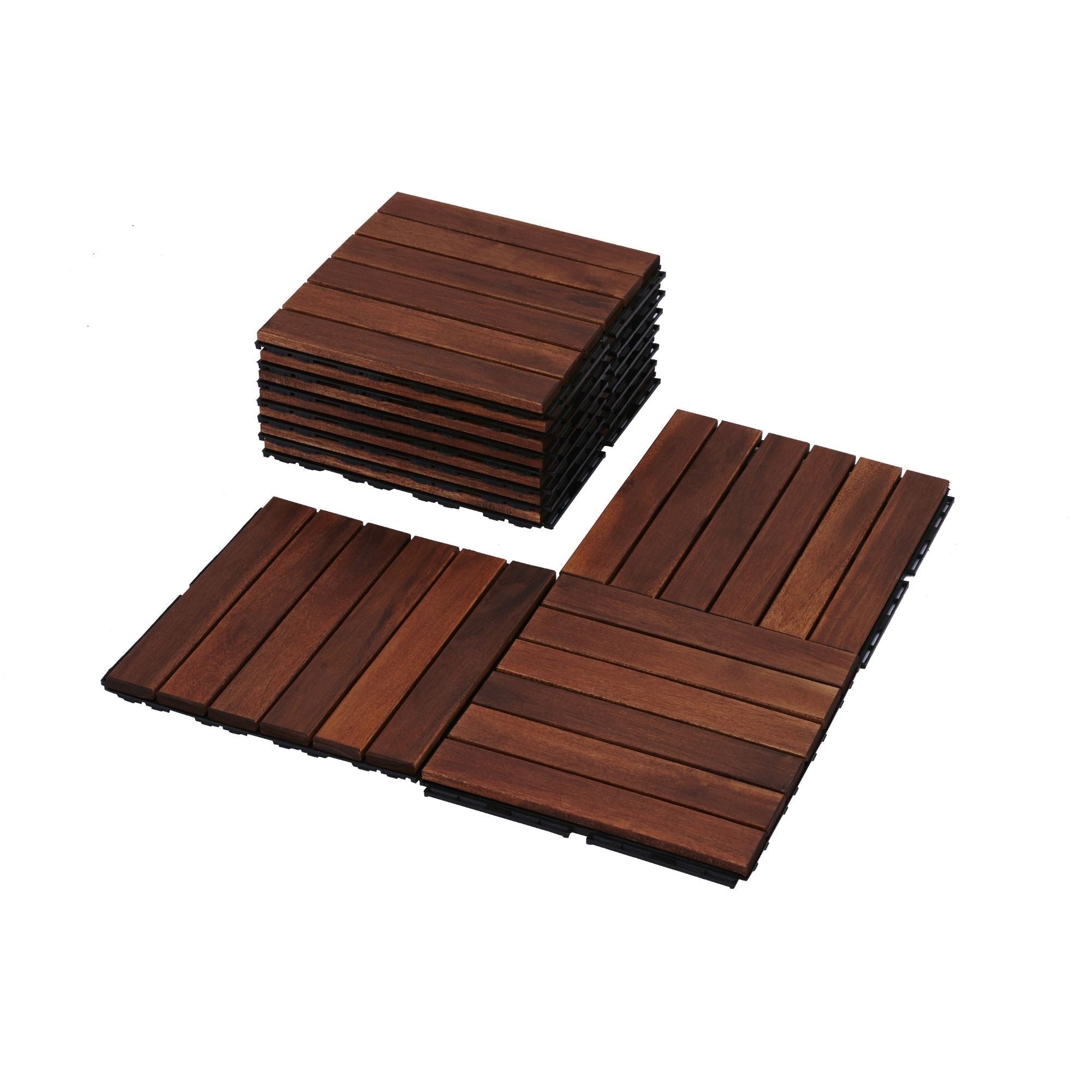 Acacia Hardwood Interlocking Deck Tiles 12" x 12" Patio