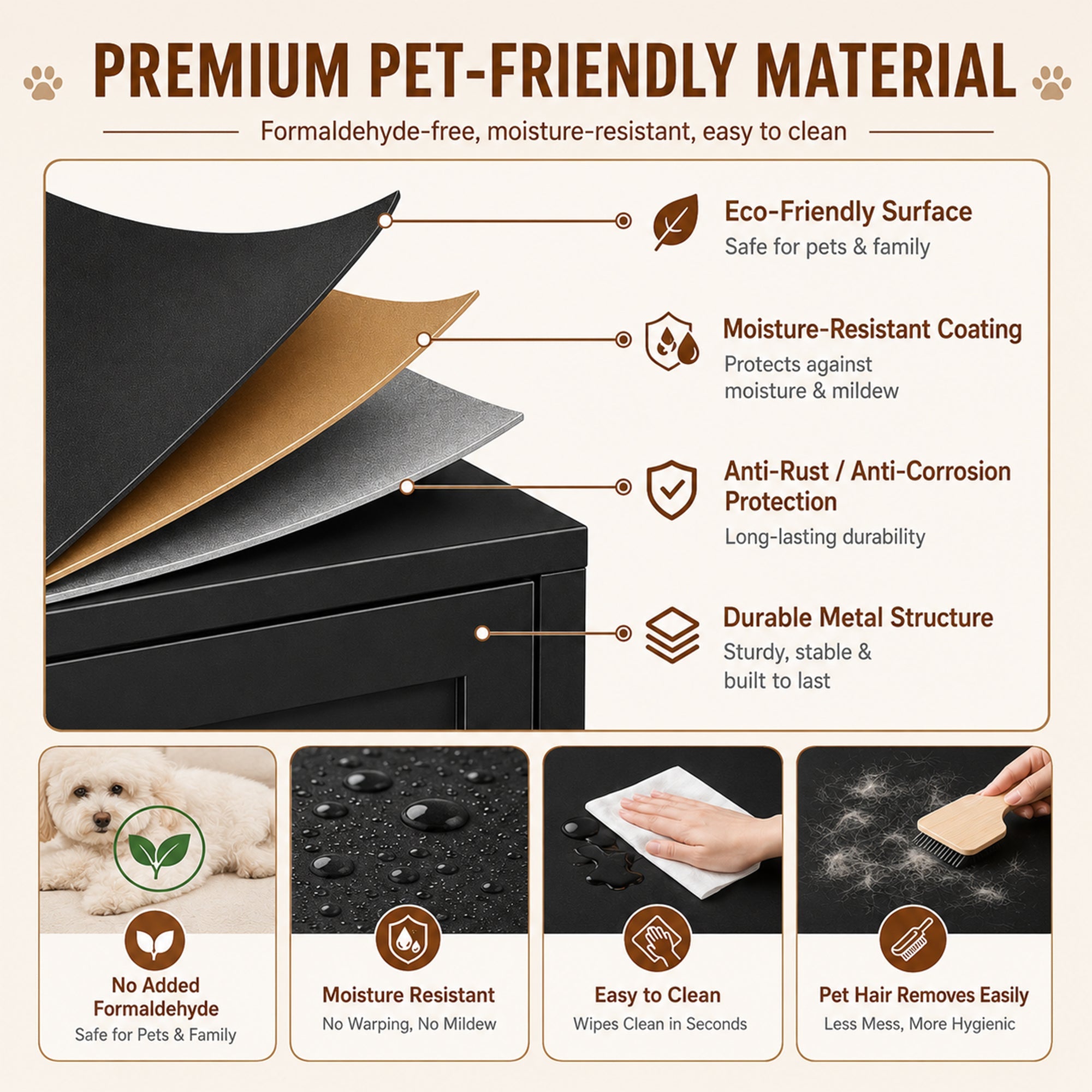 Modern Black Metal Cat Litter Box Enclosure Cabinet Furniture