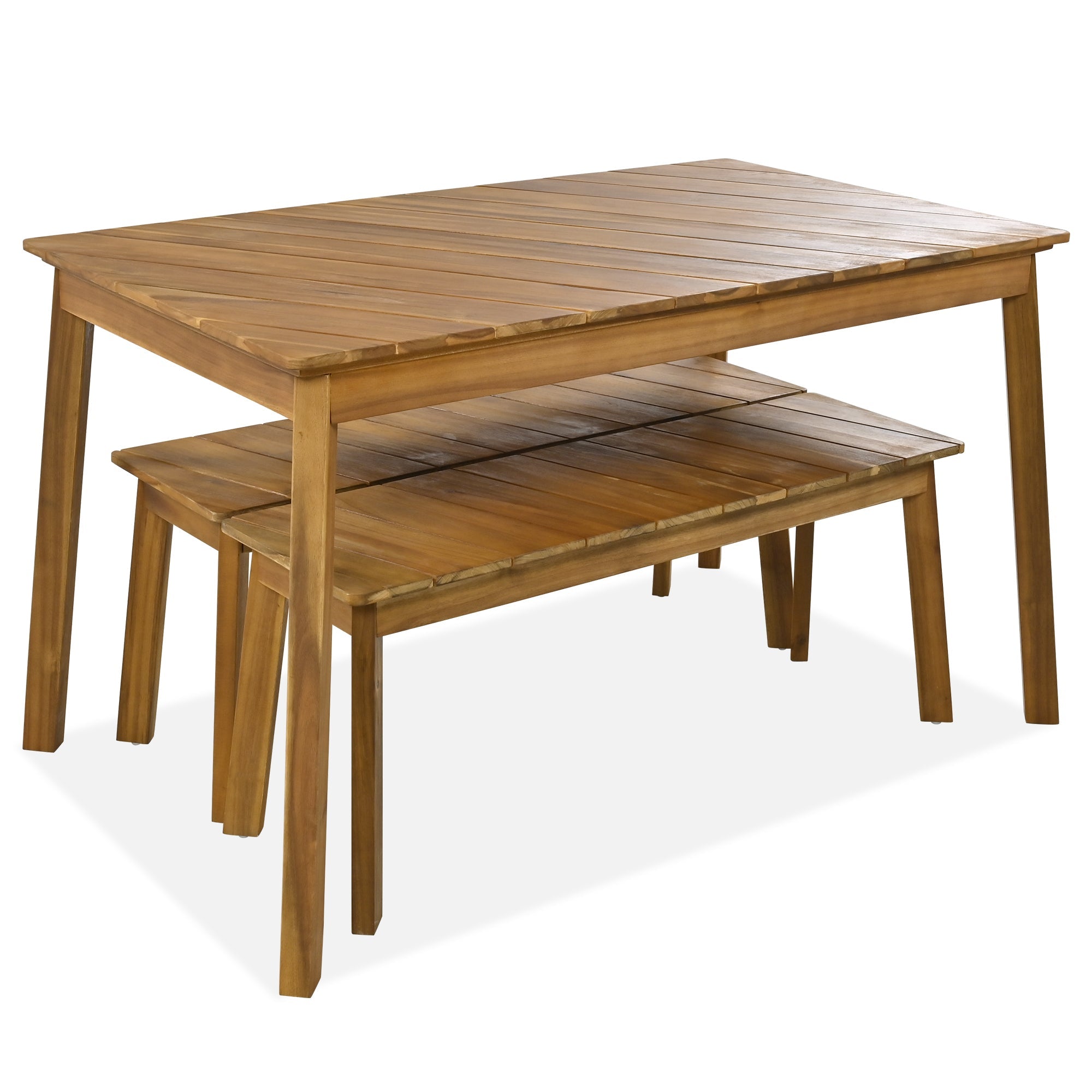 Acacia Wood 3-Piece Dining Set with Table and Bench