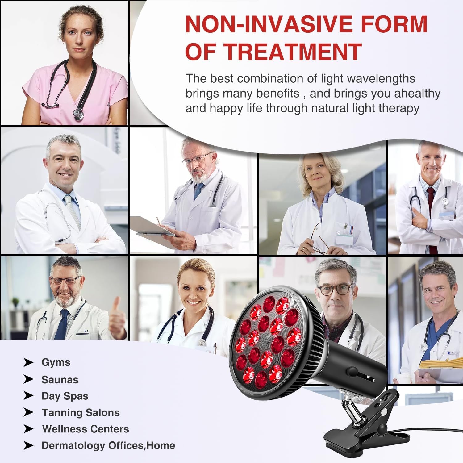 660nm Red Light Therapy Lamp Clip Infrared Therapy Light Face Body