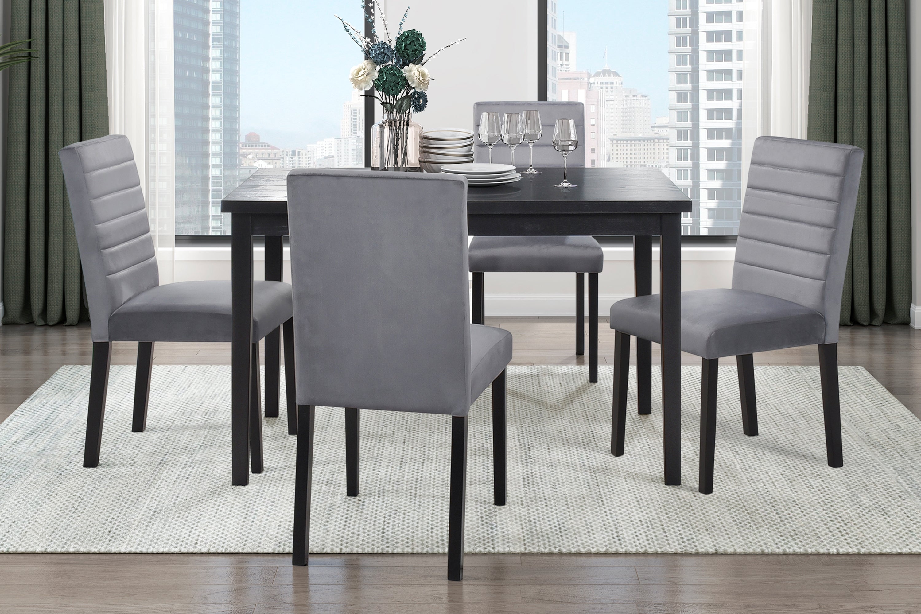Black Modern Wooden Dining Table Casual Style