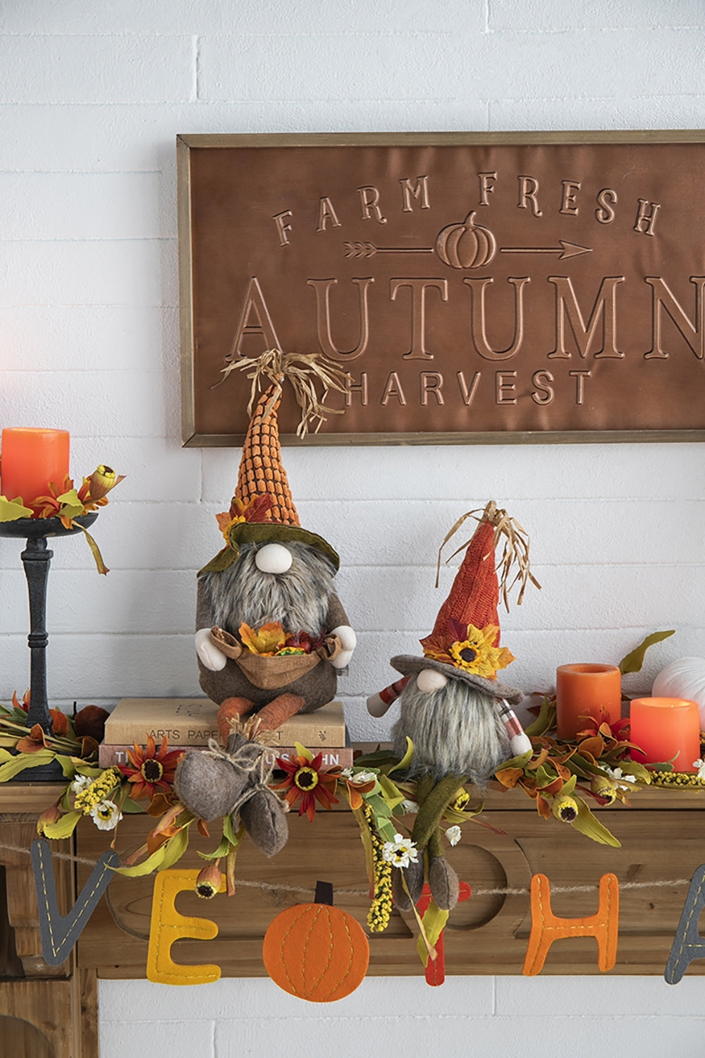 Brown Fabric Gnome With Maple Leaf Fall Harvest Decoration