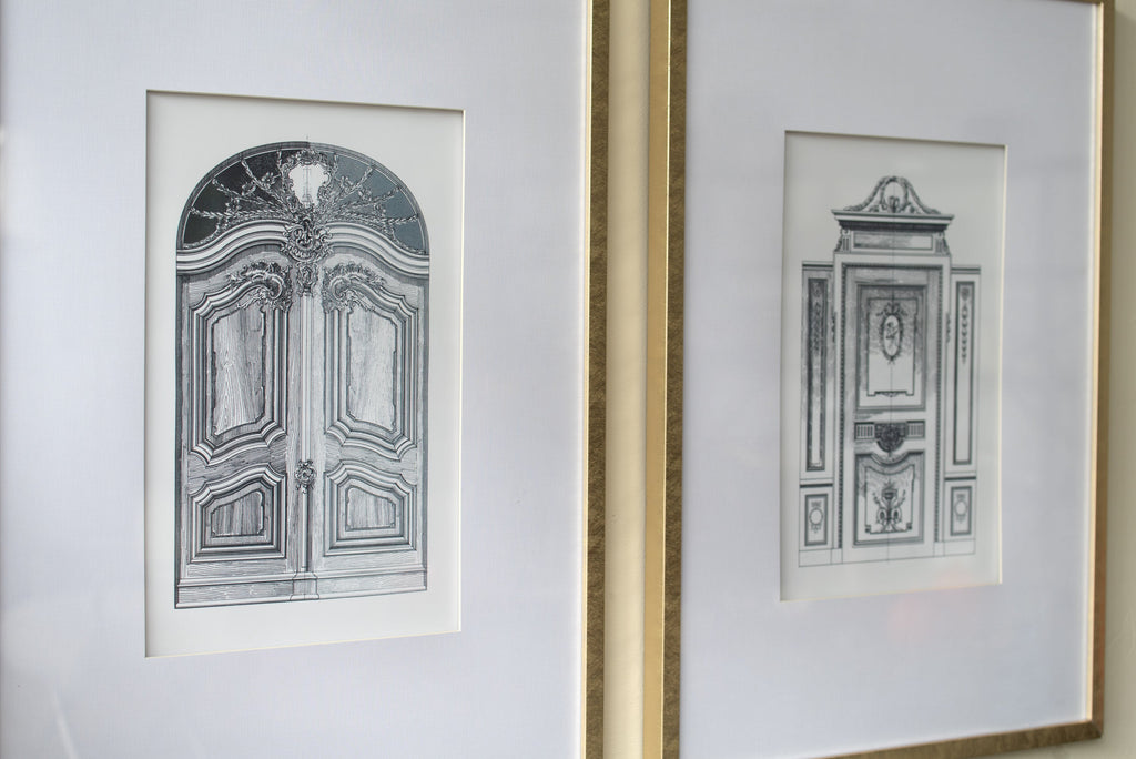 Fake Pencil Architectural Wall Art Decor 24" x 32" Set of 2