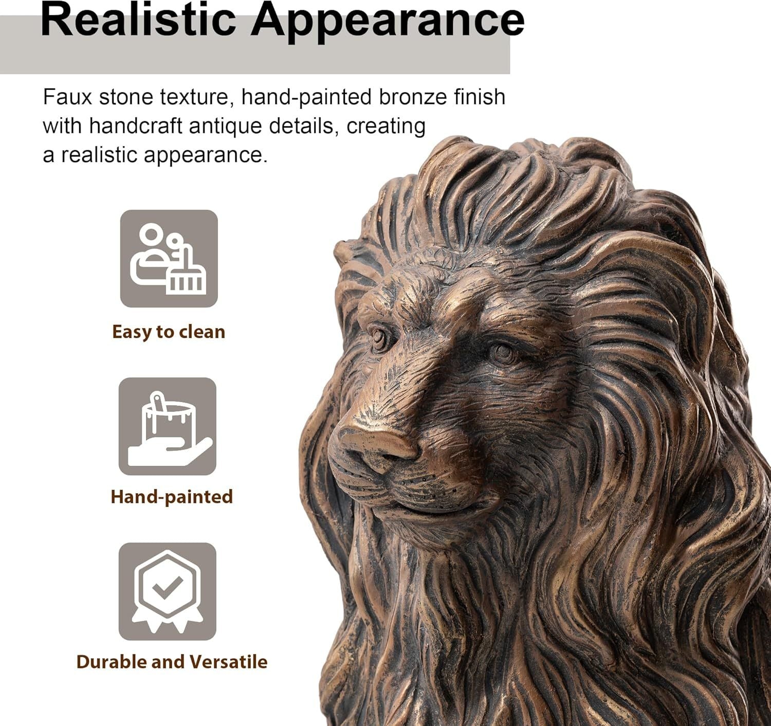 20.5 ft Lion Statue Resin Outdoor Garden Sculpture Decor