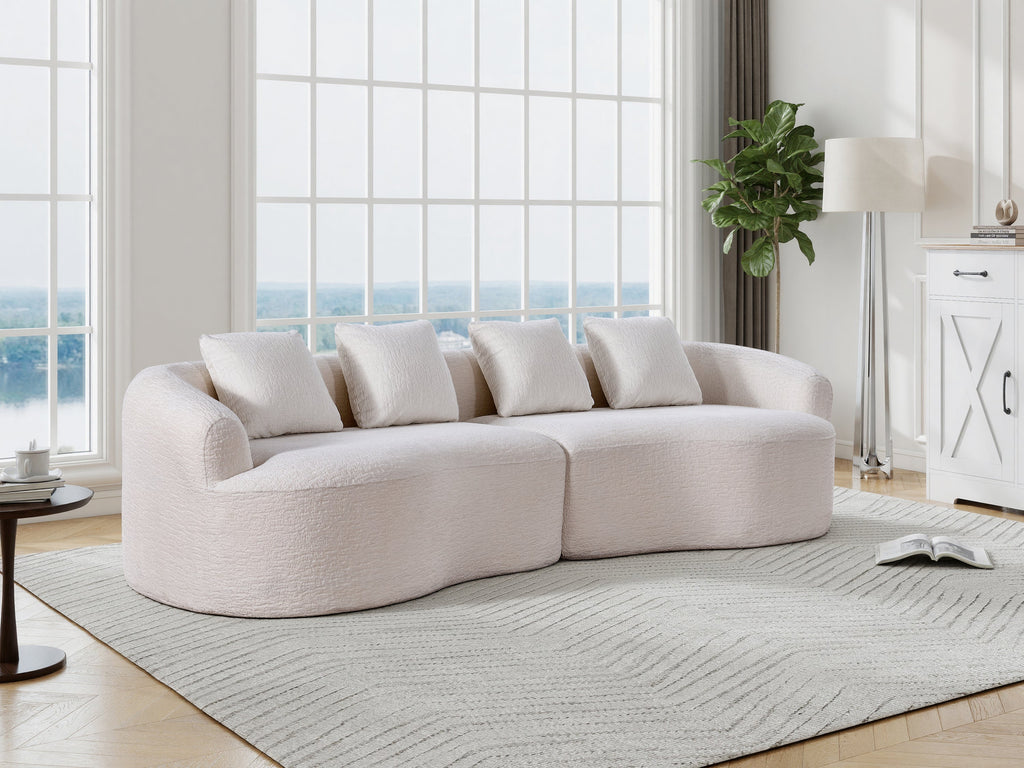 110" Curved Modular Sofa Bed, Green Chenille, 4-Seater