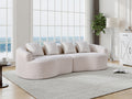 110" Curved Modular Sofa Bed, Green Chenille, 4-Seater
