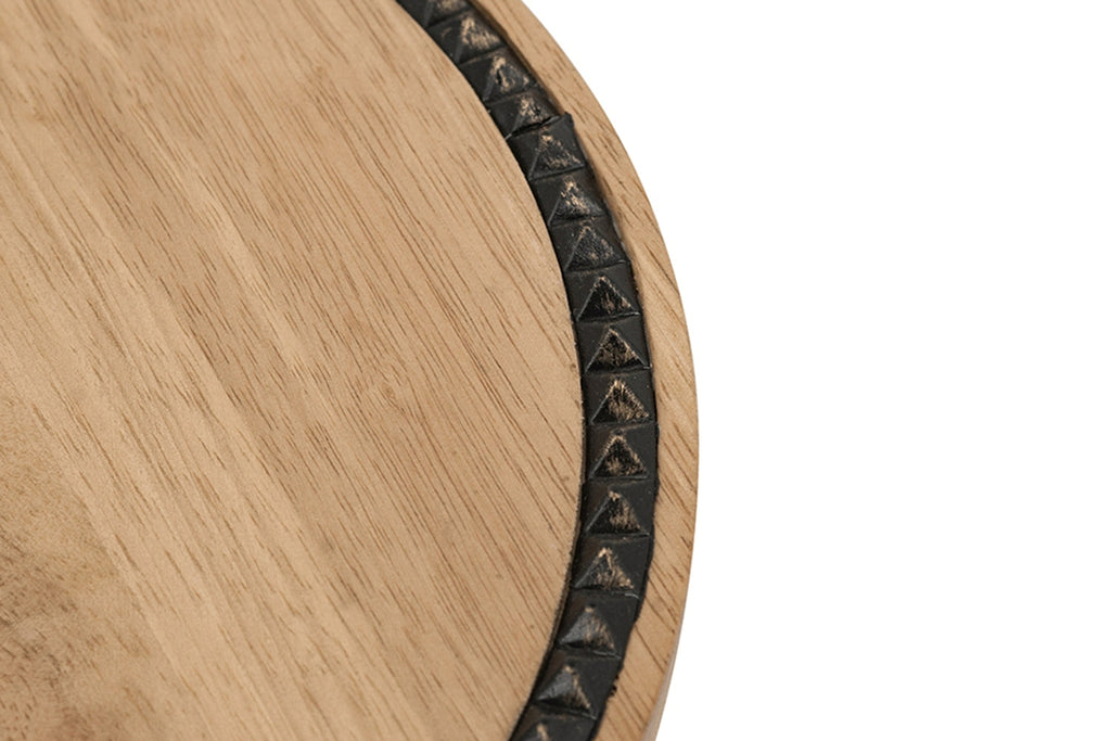 Round Wooden Pedestal Ottoman Tray 12x12x6 Black