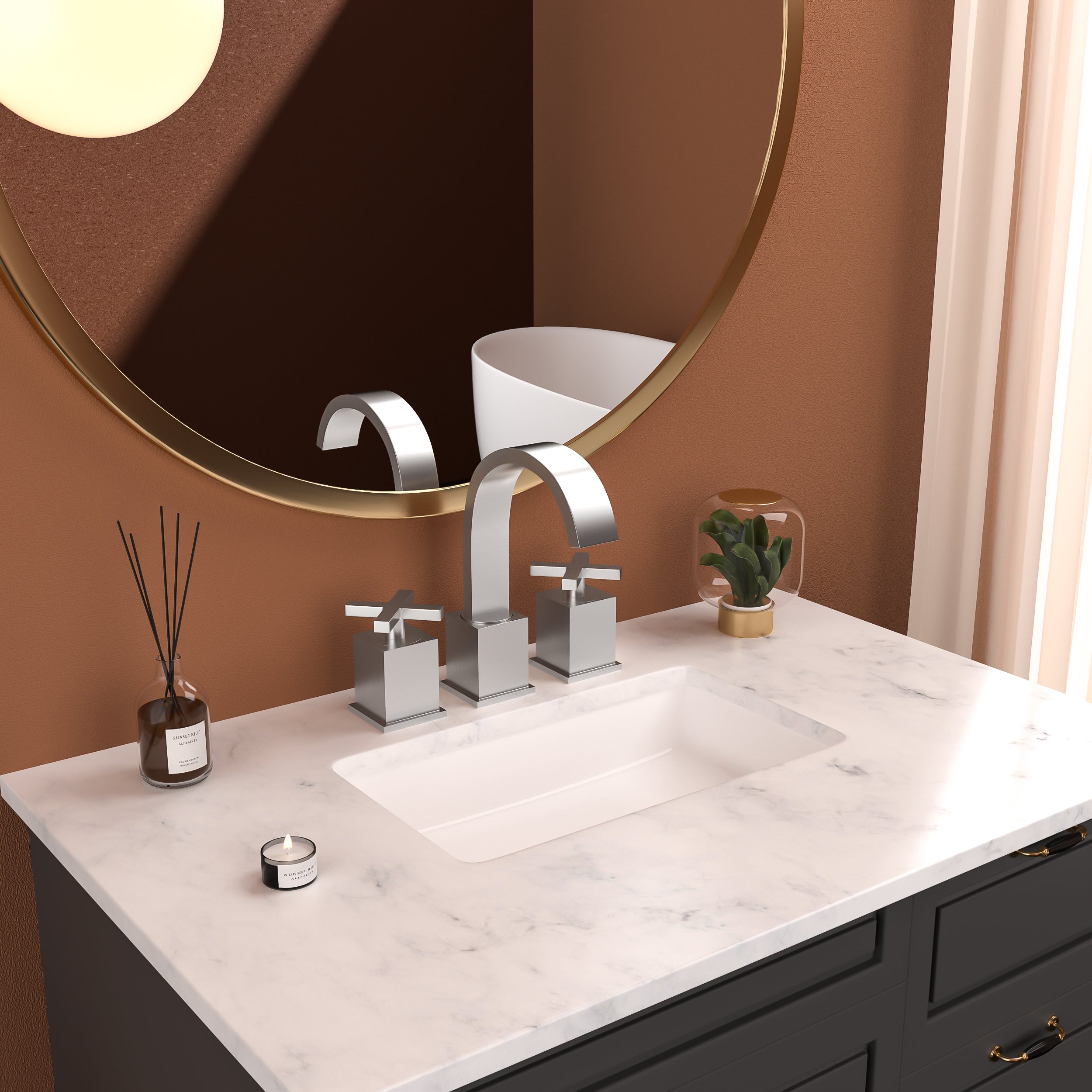 Matte Black 2 Handle Widespread Bathroom Faucet with Pop Up Drain