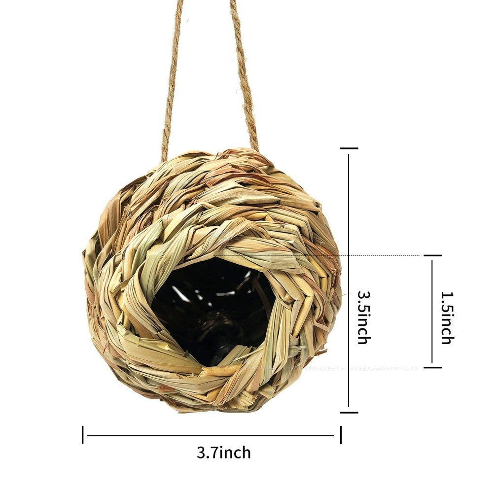 Natural Grass Hanging Bird Hut 3 Pack