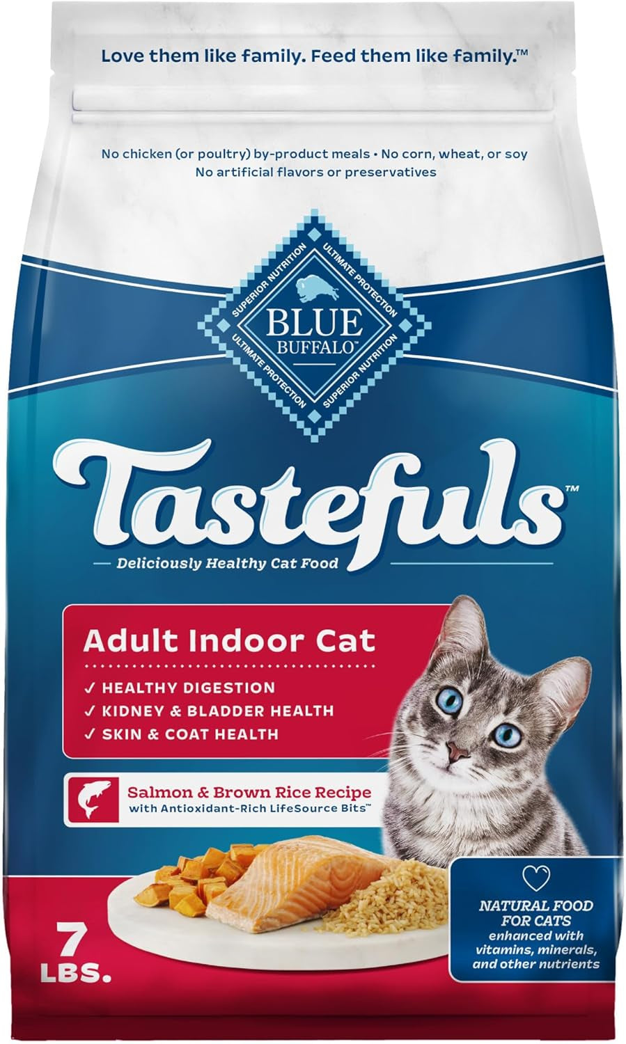 Blue Buffalo Tastefuls Natural Dry Food for Adult Indoor Cats, Chicken & Brown Rice Recipe, 15-Lb. Bag