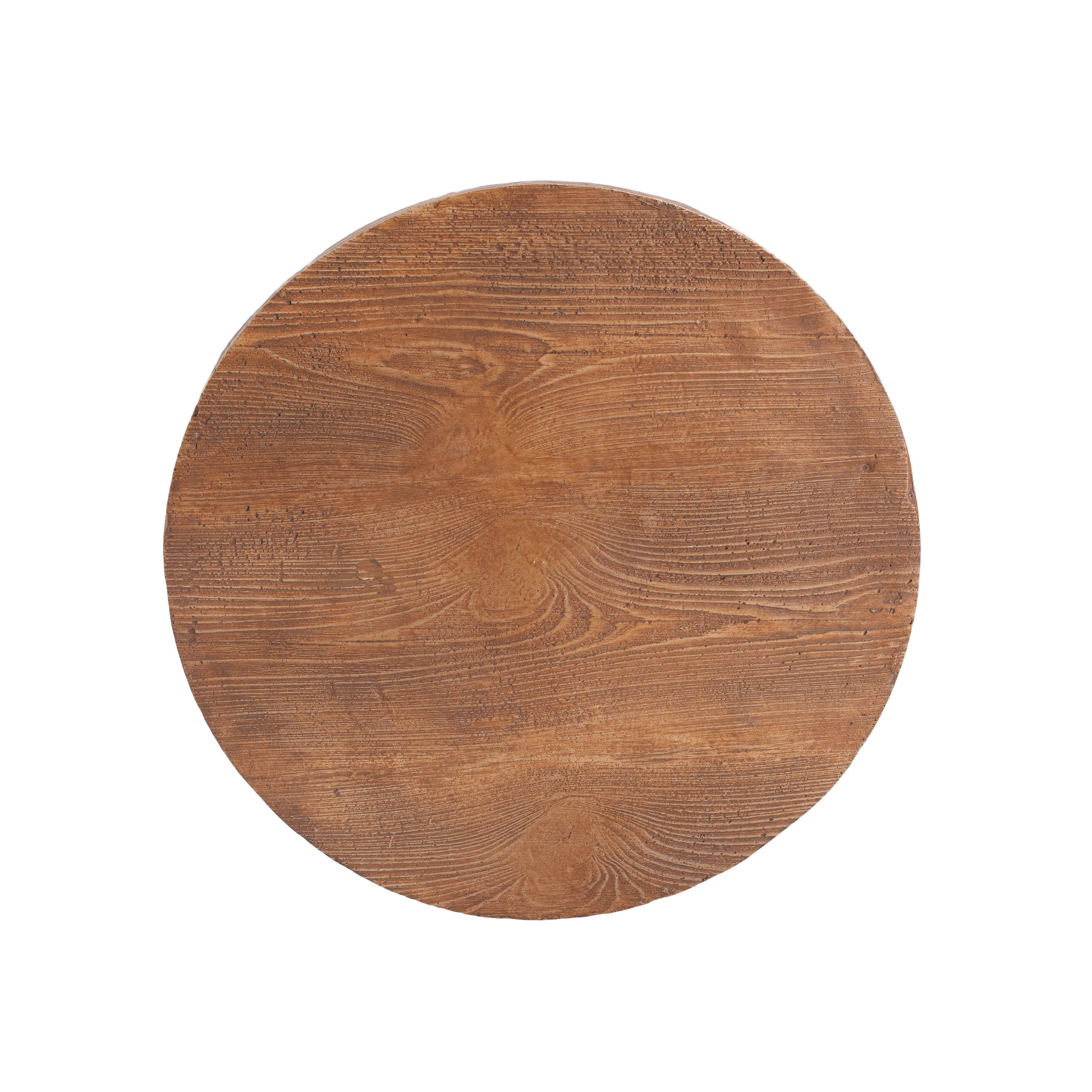 Iris Outdoor Round MGO Side Table Brown Wood-Grain Three-Leg