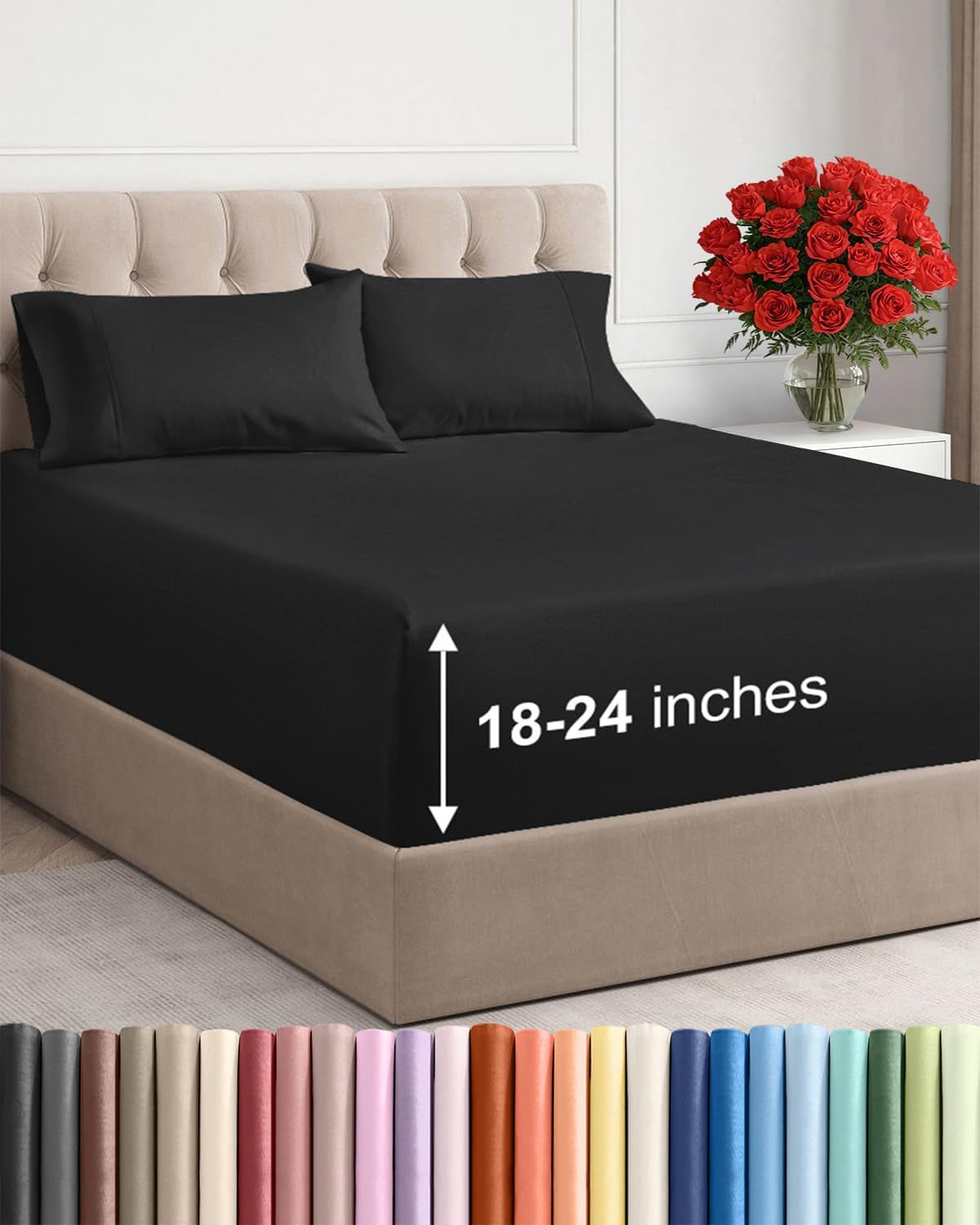 Extra Deep Pocket Sheet Set 4 Piece Breathable Soft Cooling Bedding Wrinkle Free