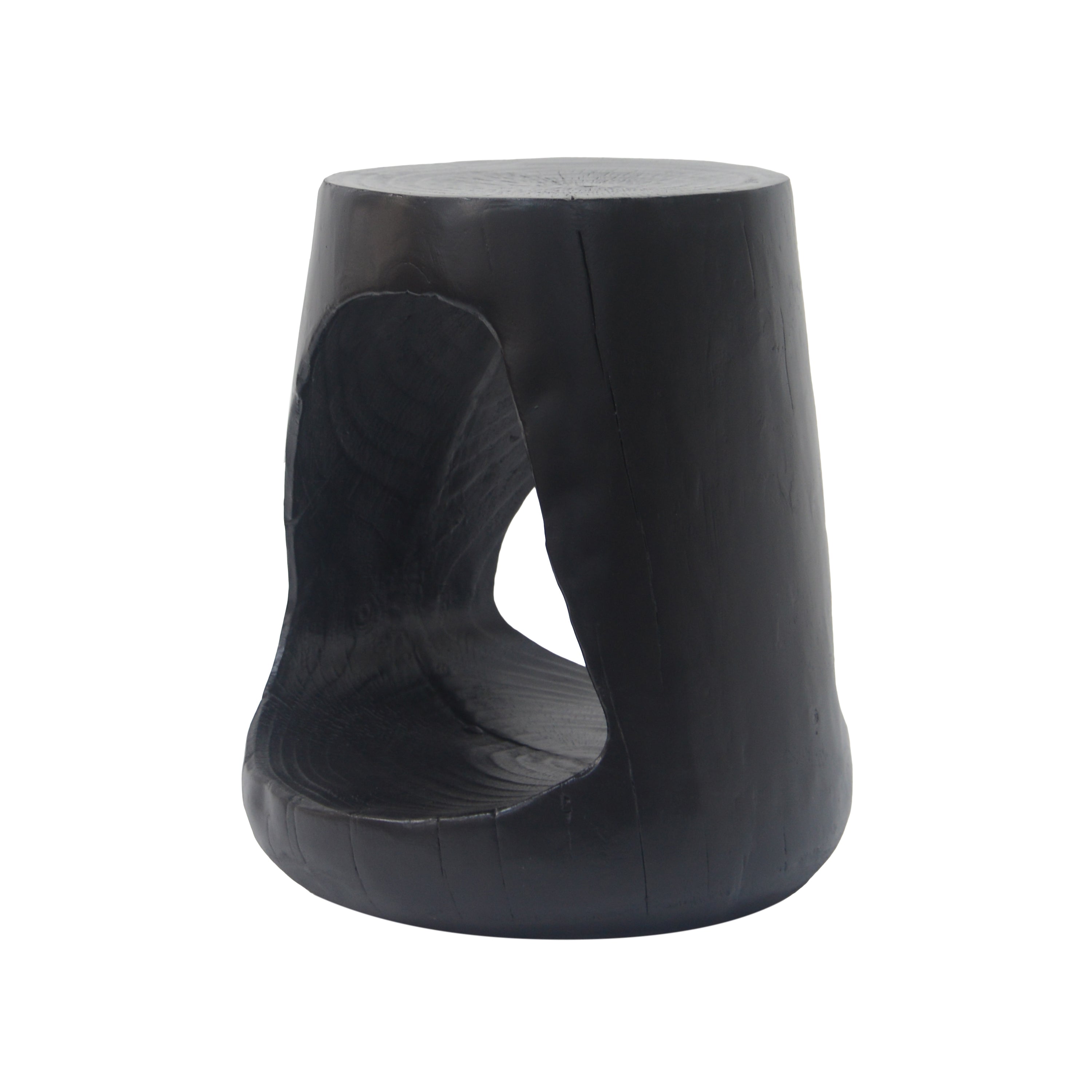MGO Hollow Side Table, Wood-like Texture, Black, Durable Weather Resistant