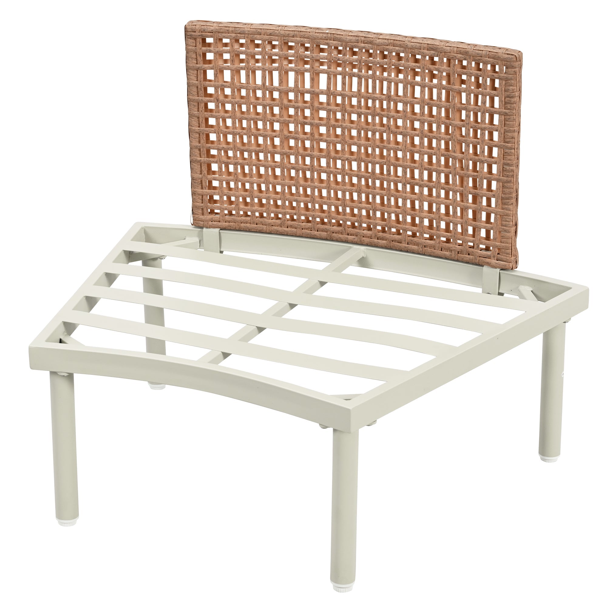 Outdoor Sectional Set PE Wicker Aluminum Beige Half Moon 8 Piece