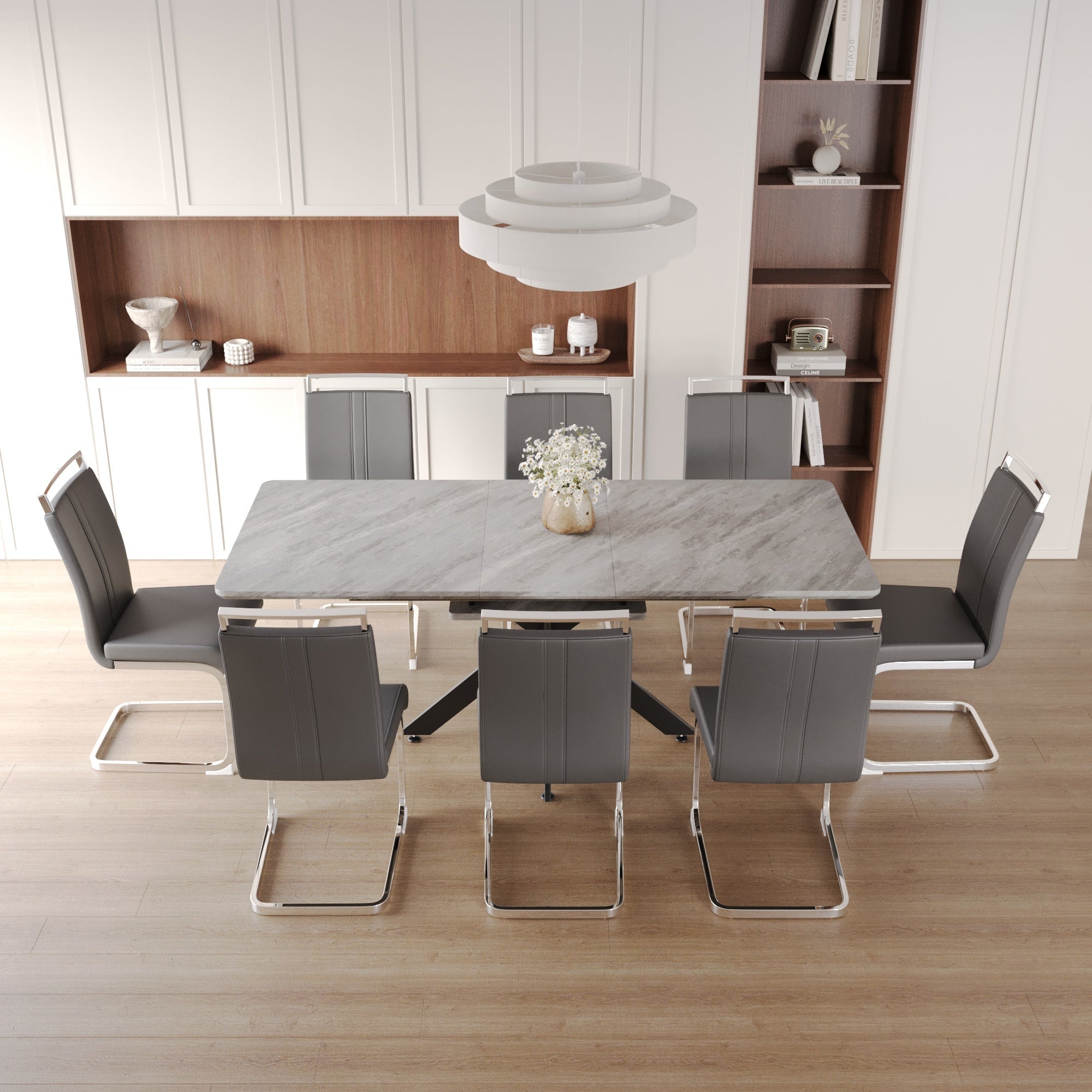 62.4' extendable 78.15' dining Table Set for 6-8 Person for Dining