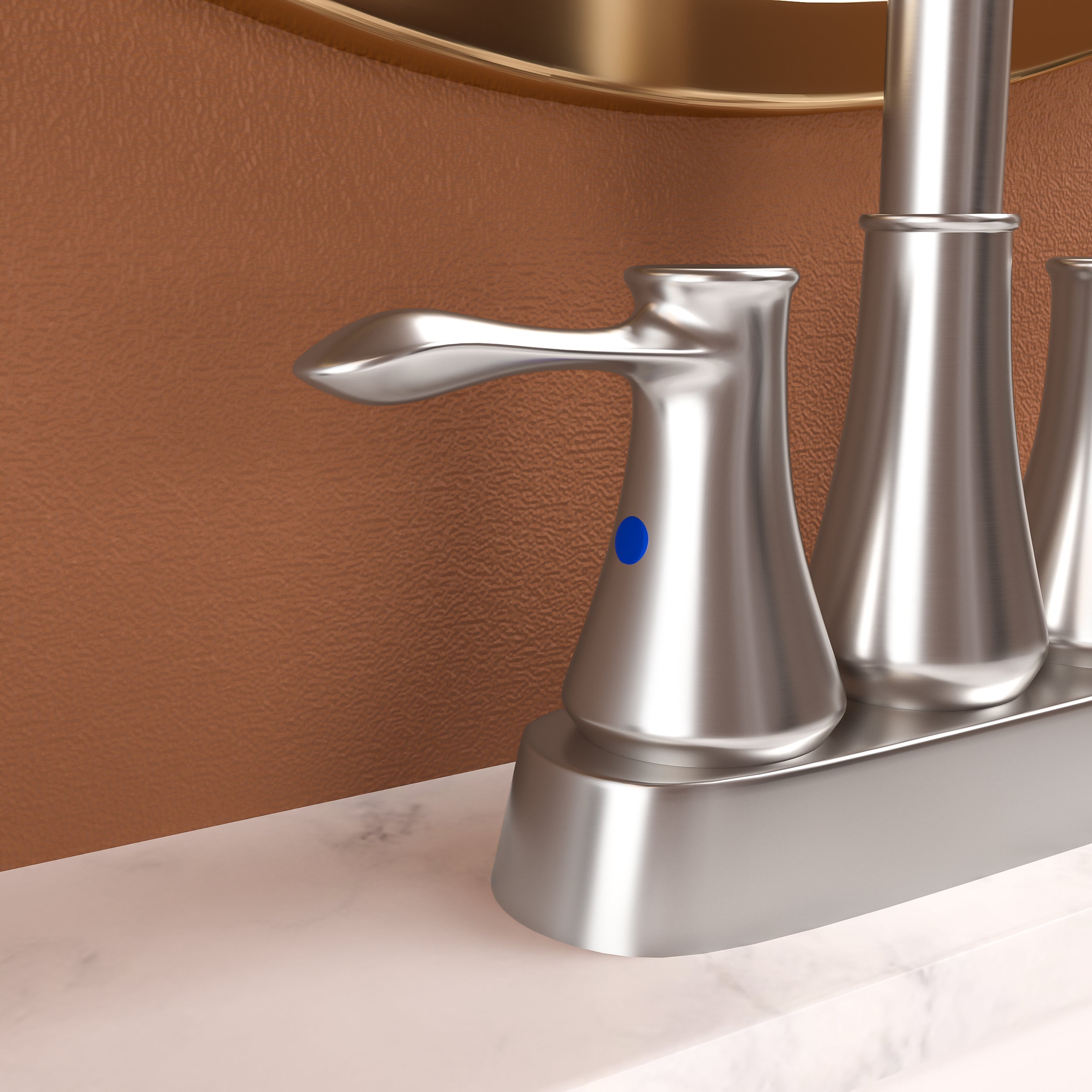 Brushed Nickel 4 Inch Centerset Bathroom Faucet with Drain