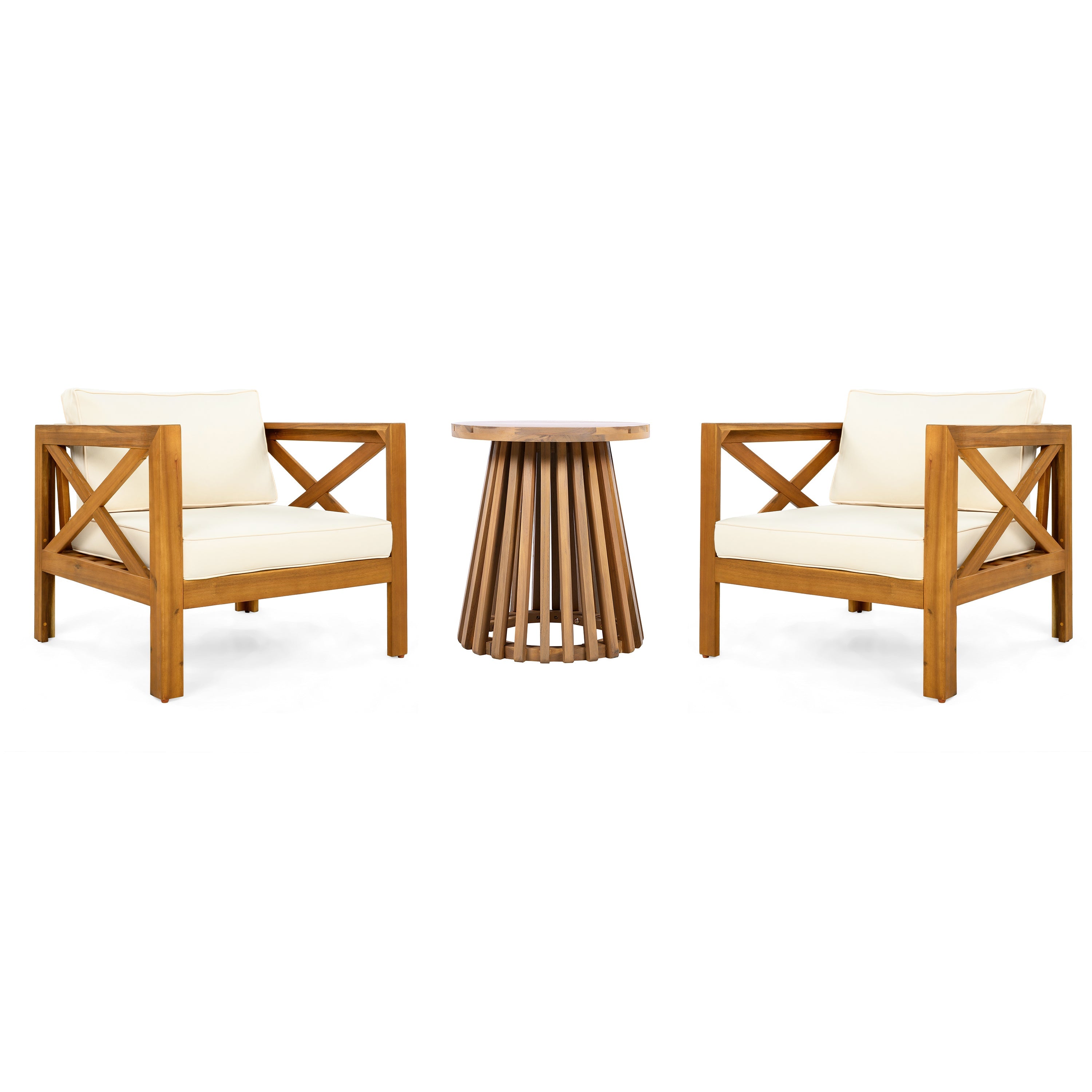 3 Piece Outdoor Conversation Set Acacia Wood Teak