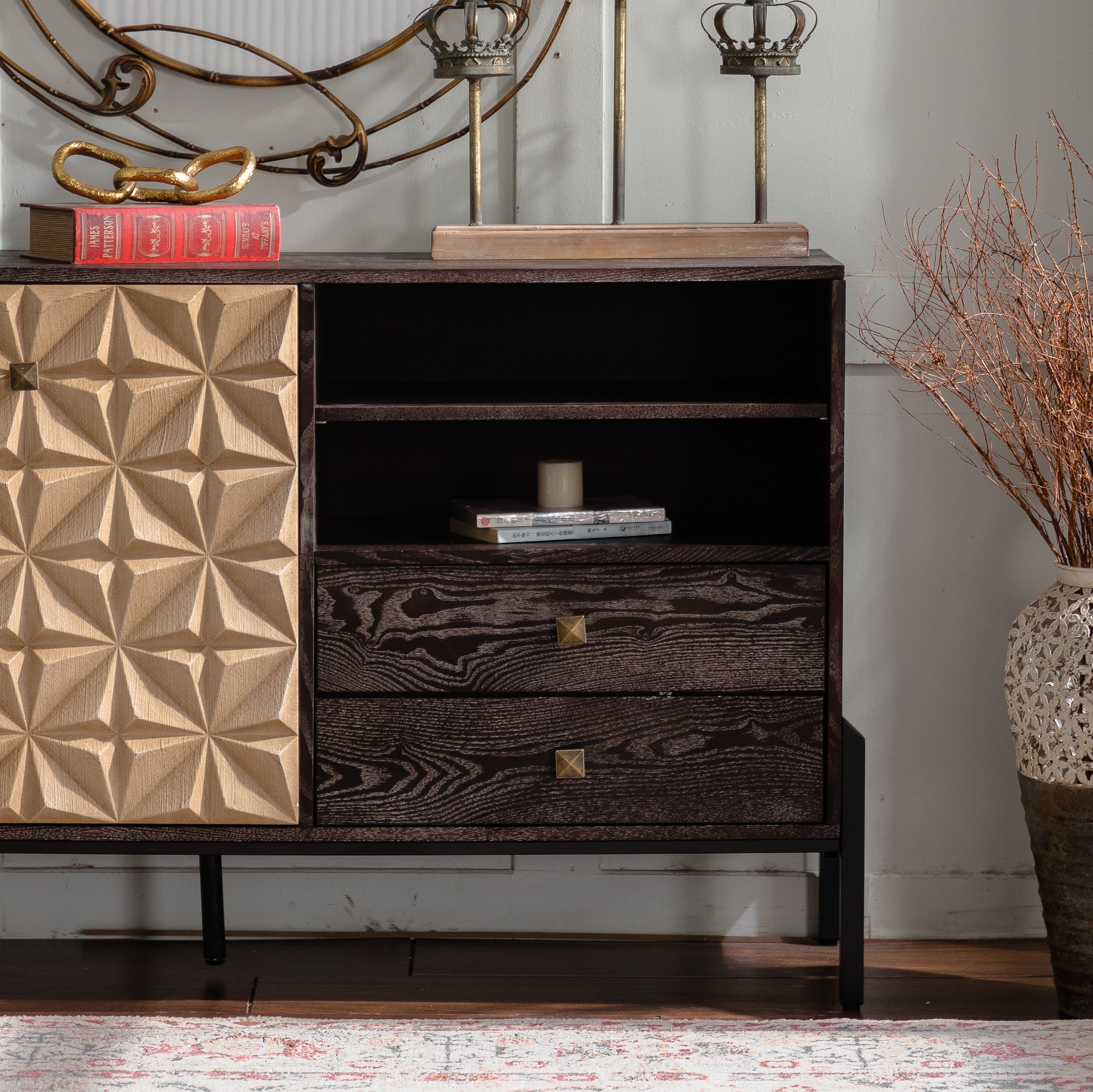 56.3" Mid-Century Modern Sideboard Cabinet - Wood & MDF