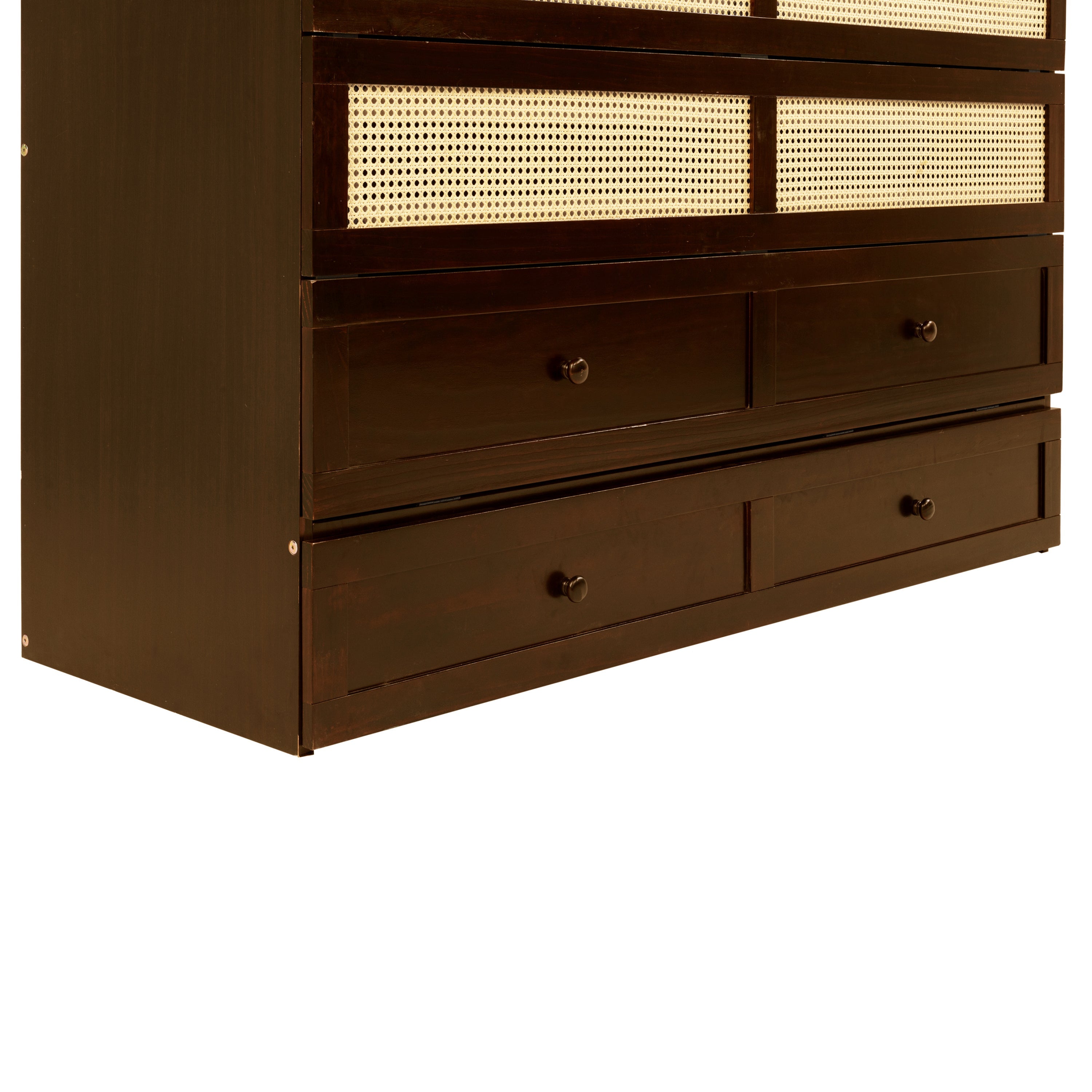 Queen Size Pine Wood Murphy Bed with Storage Drawer