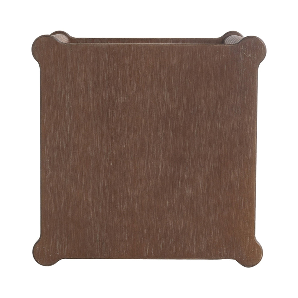 Distressed Brown Wood Side Table Spiral Legs Shelf