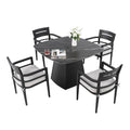 5-Piece Outdoor Dining Set 44" Sintered Stone Table Armchairs
