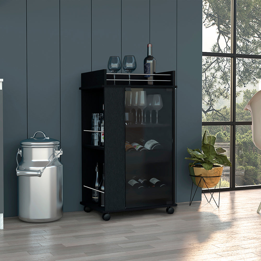 Baltimore Bar Cart with Glass Door and Shelves