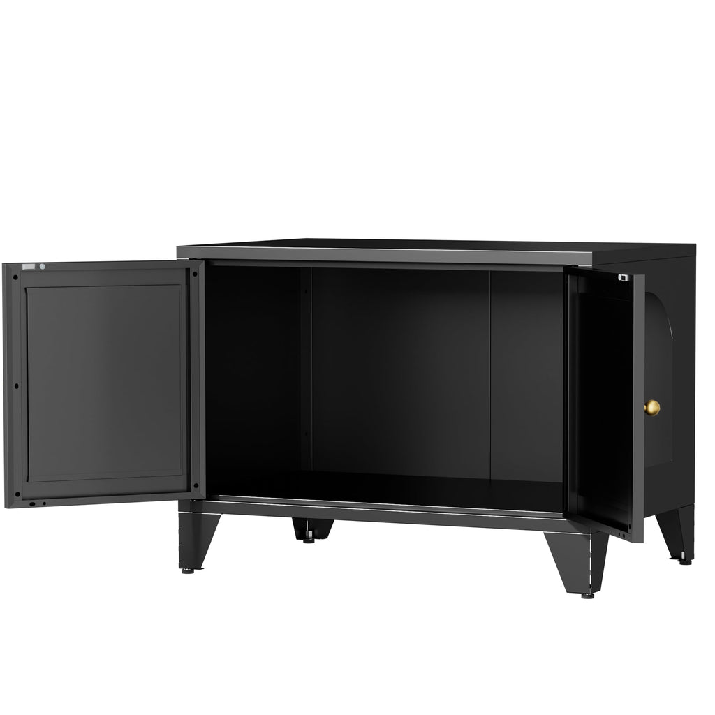 Modern Black Metal Cat Litter Box Enclosure Cabinet Furniture