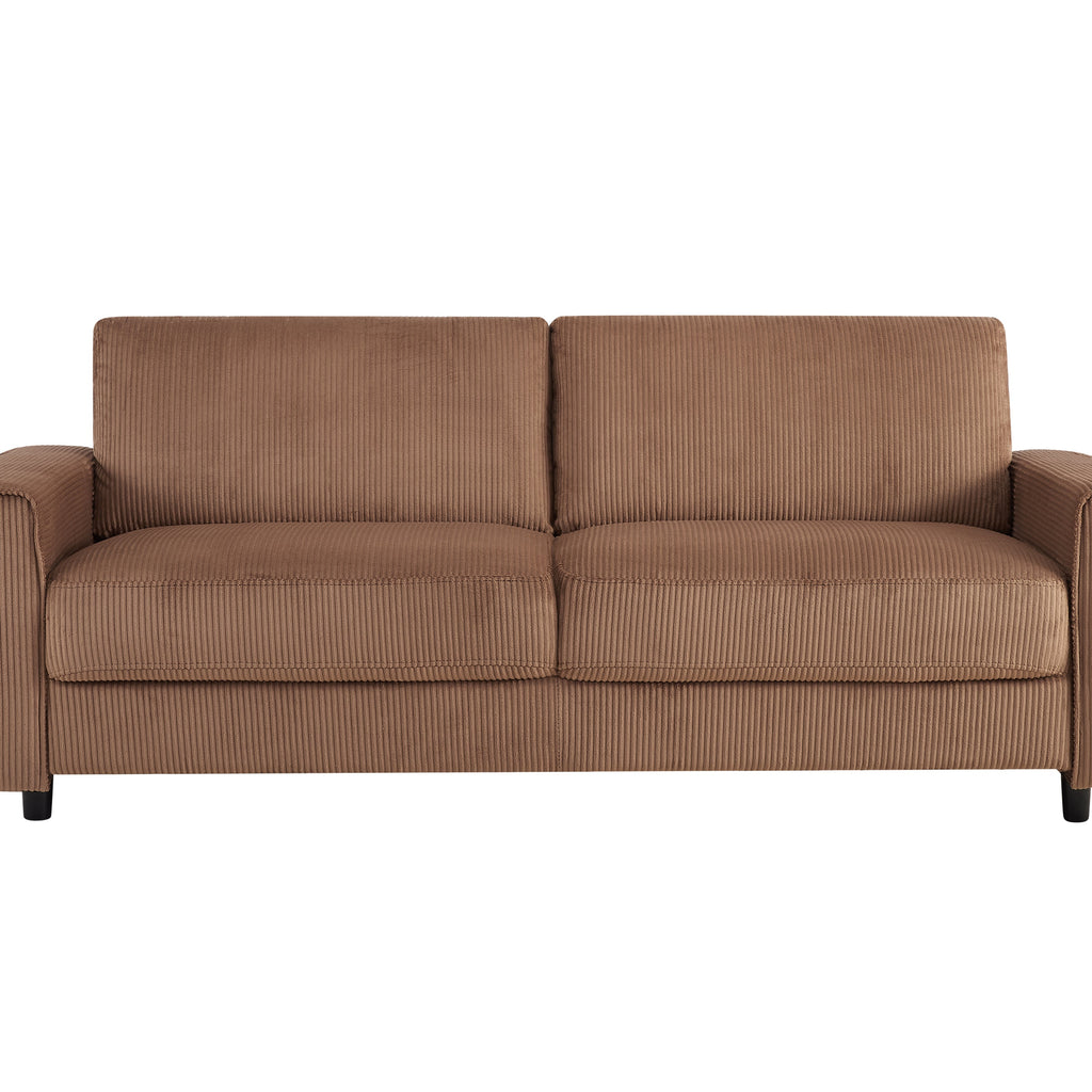 Brown 3-Seater Corduroy Sofa Modern Minimalist