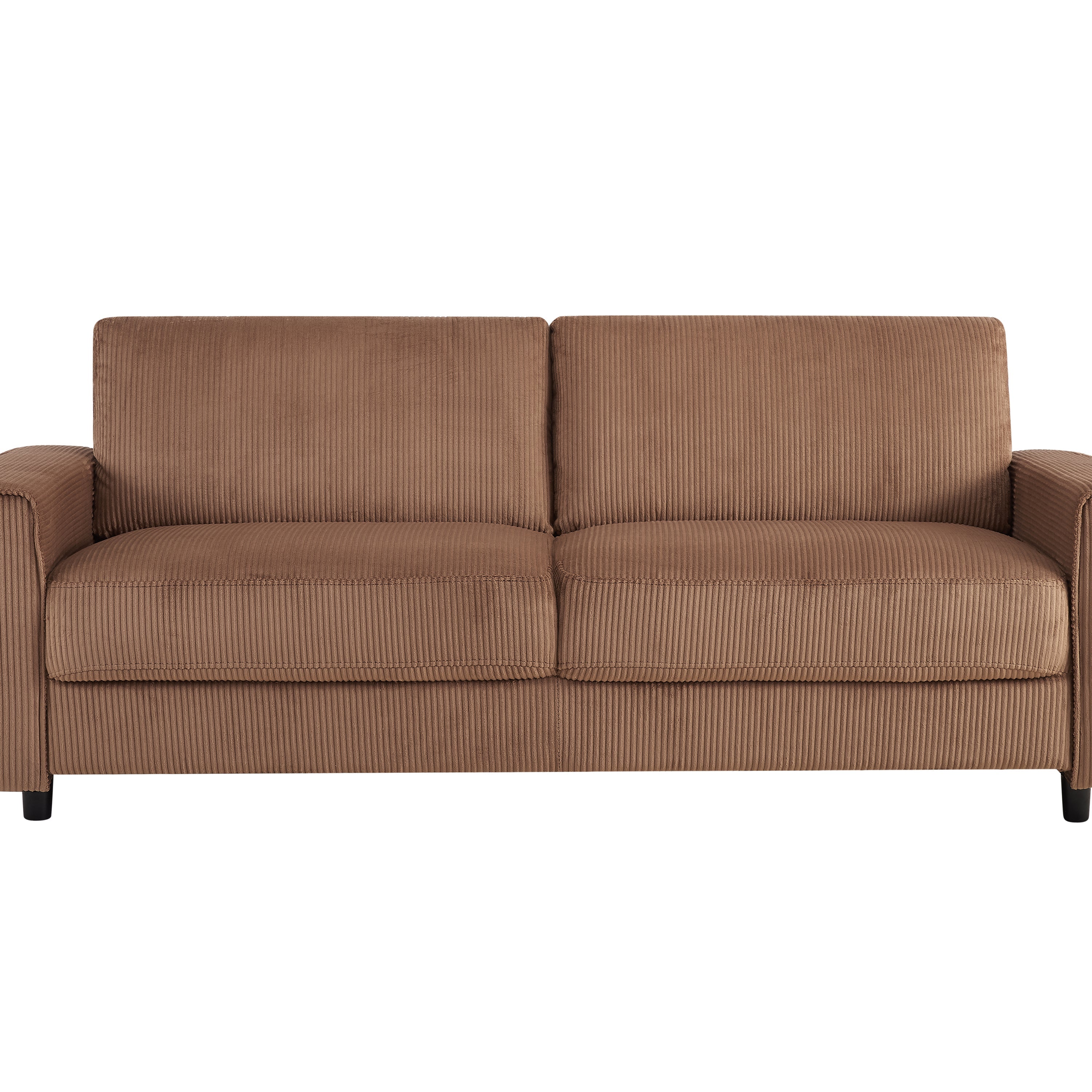 Brown 3-Seater Corduroy Sofa Modern Minimalist